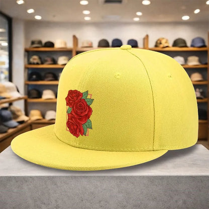 Red Rose Floral Square Snapback Cap