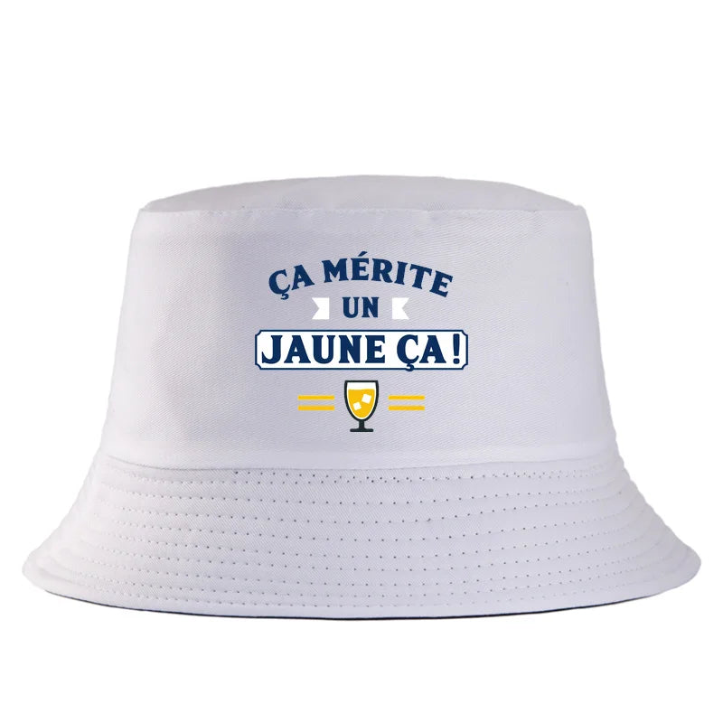 Yellow Beer Lover French Slogan Bucket Hat