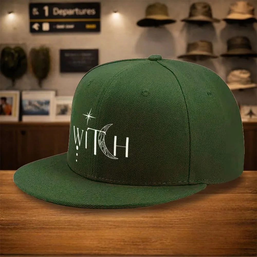 Witch Crescent Moon Graphic Snapback Cap