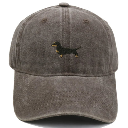 Vintage Washed Dachshund Embroidered Baseball Cap
