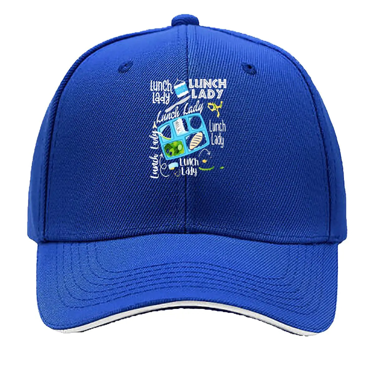 Milk Lunch Lady School Cafeteria Tray Food Graphic Sandwich Baseball Cap