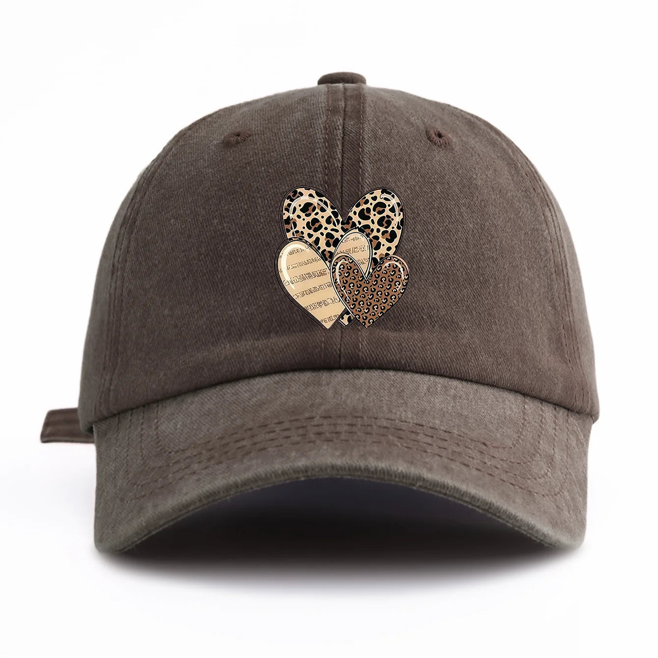 Leopard Heart Retro Dad Baseball Cap