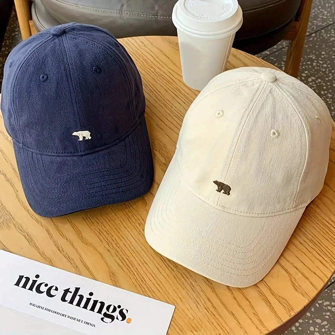Stylish Bear Embroidered Baseball Cap Sun Protective