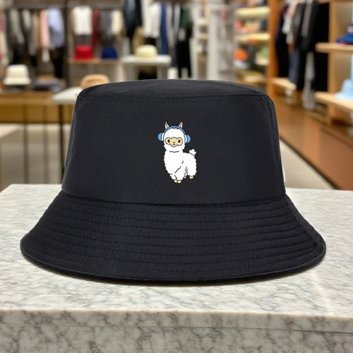 Lamb Earphone Print Outdoor Bucket Hat