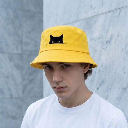 Black Cat Printed Fisherman Bucket Hat Unisex