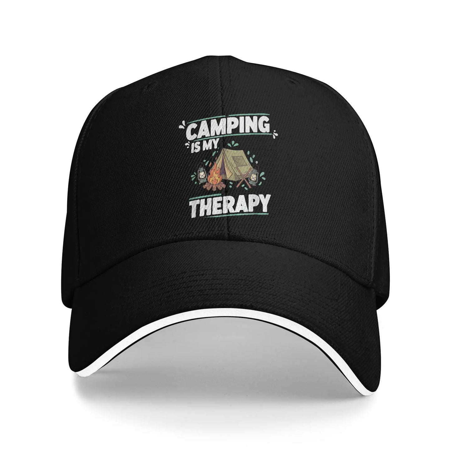 Camping Is My Therapy Funny Baseball Cap