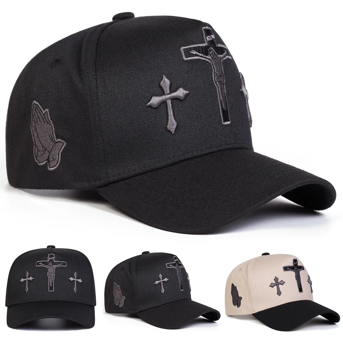 Cross Embroidery Adjustable Outdoor Baseball Cap