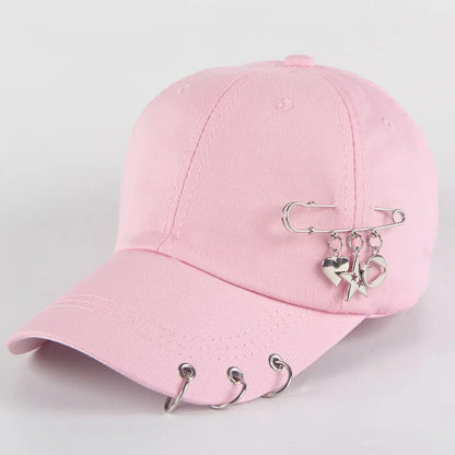 Fashion Cotton Baseball Cap Creative Piercing Ring Hip Hop Caps