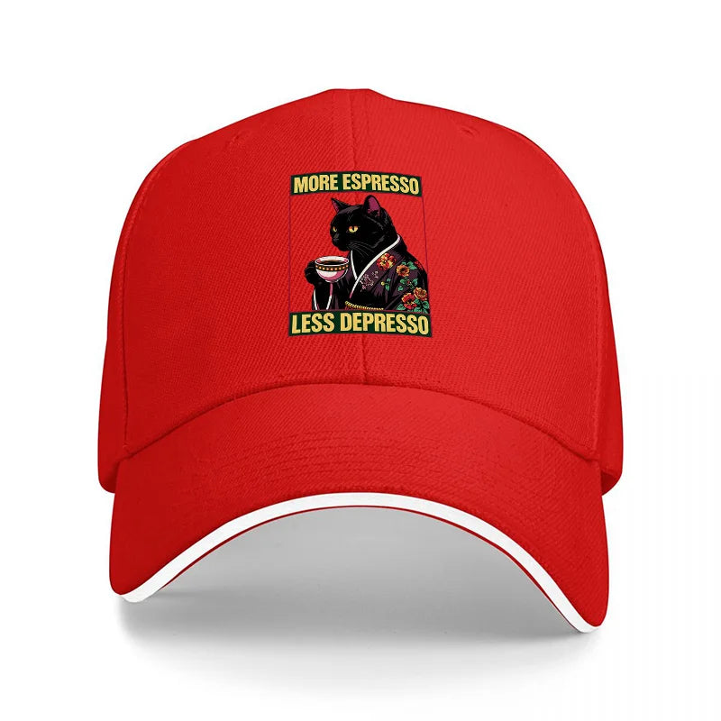 More Espresso Less Depresso Cat Baseball Cap