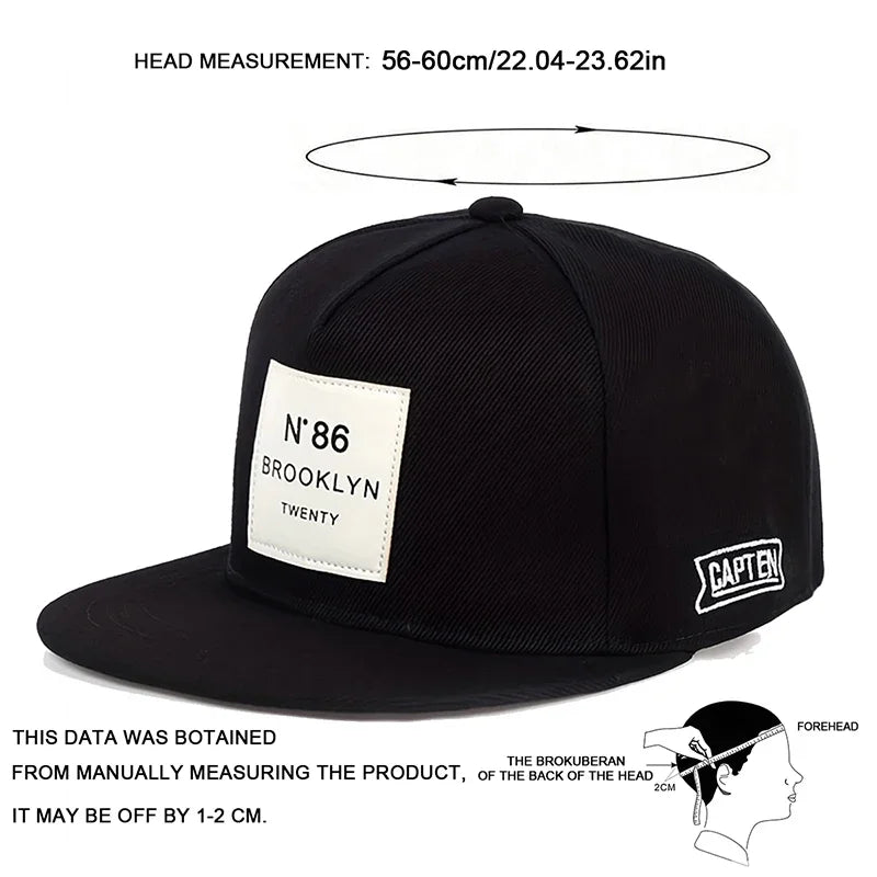 Brooklyn Label Embroidered Hip-Hop Snapback Cap
