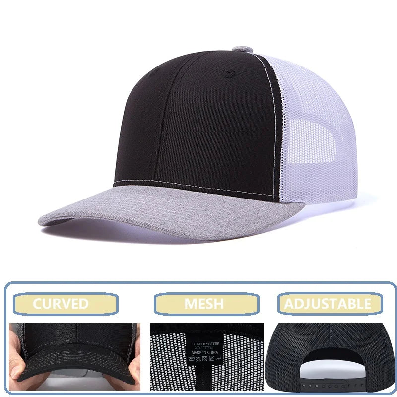 Rivet Embellished Hip-Hop Mesh Visor Snapback Cap