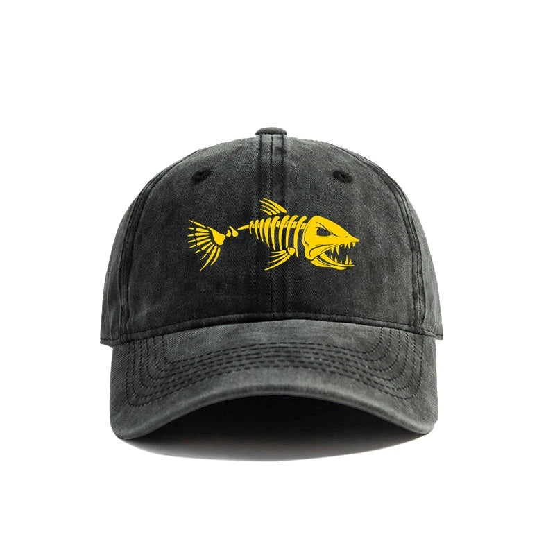 Fishbone Baseball Cap Summer Distressed Dad Hats