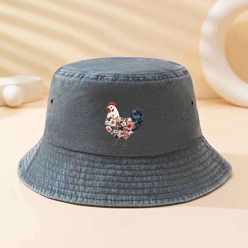 Fashionable Rooster Print Outdoor Bucket Hat