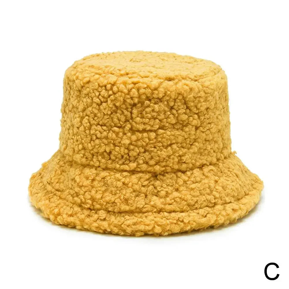 Winter Women Faux Fur Bucket Hat Outdoor Warm
