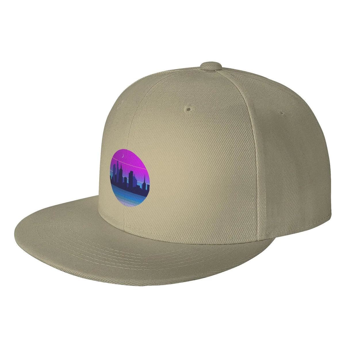 Retro City Skyline Night High-Quality Snapback Cap