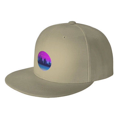Retro City Skyline Night High-Quality Snapback Cap