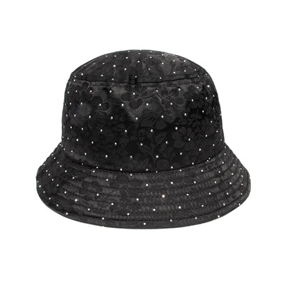 Solid Black Elegant Women Hat Rhinestone Casual