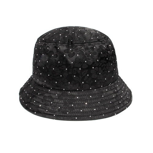 Solid Black Elegant Women Hat Rhinestone Casual
