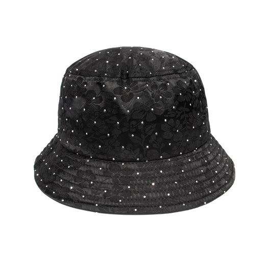 Solid Black Elegant Women Hat Rhinestone Casual