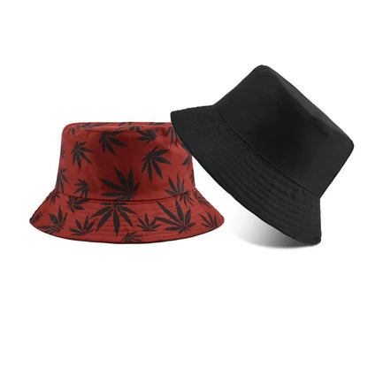 1pc Retro Style Fashionable Printed Maple Leaf Fisherman Hat