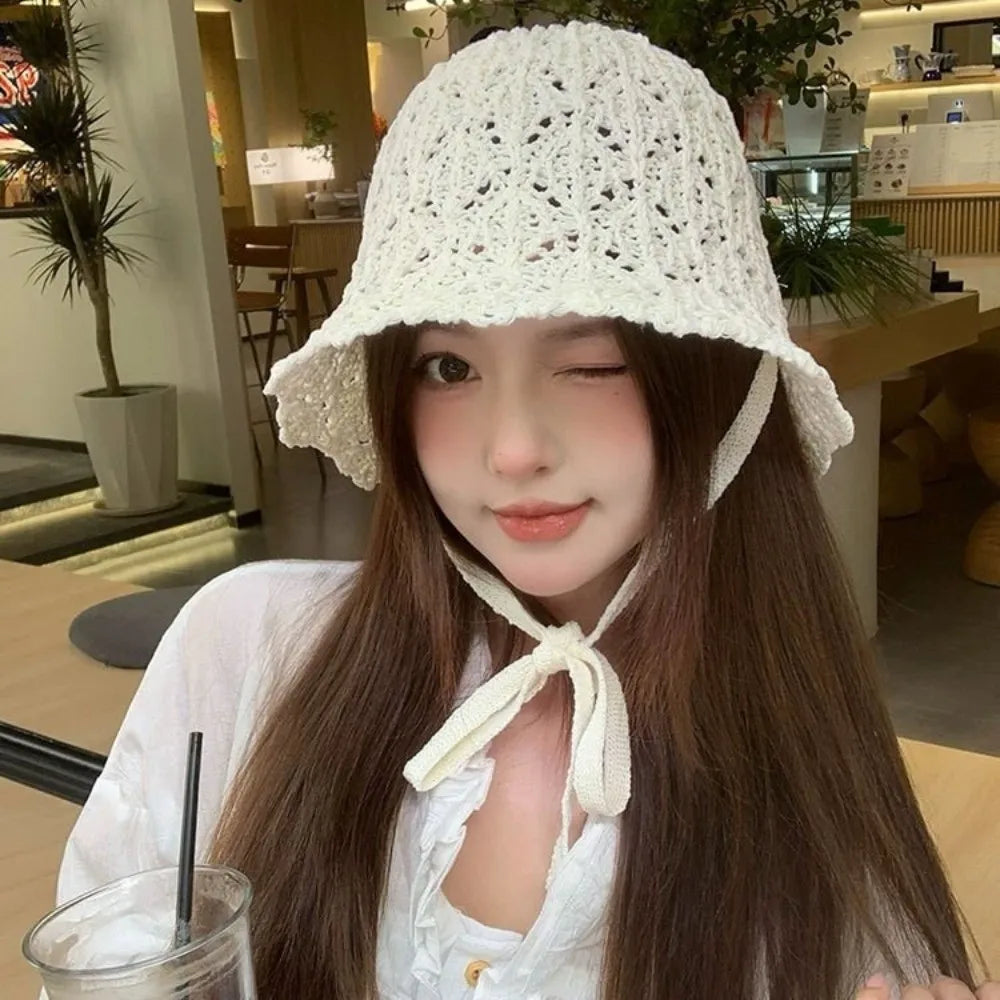 Thin Women Bucket Hat Foldable Design Solid Color