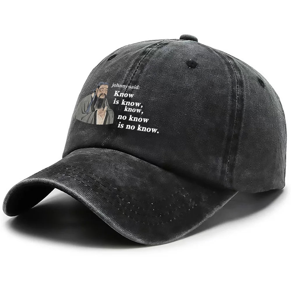 Confucius Print Washed Baseball Cap