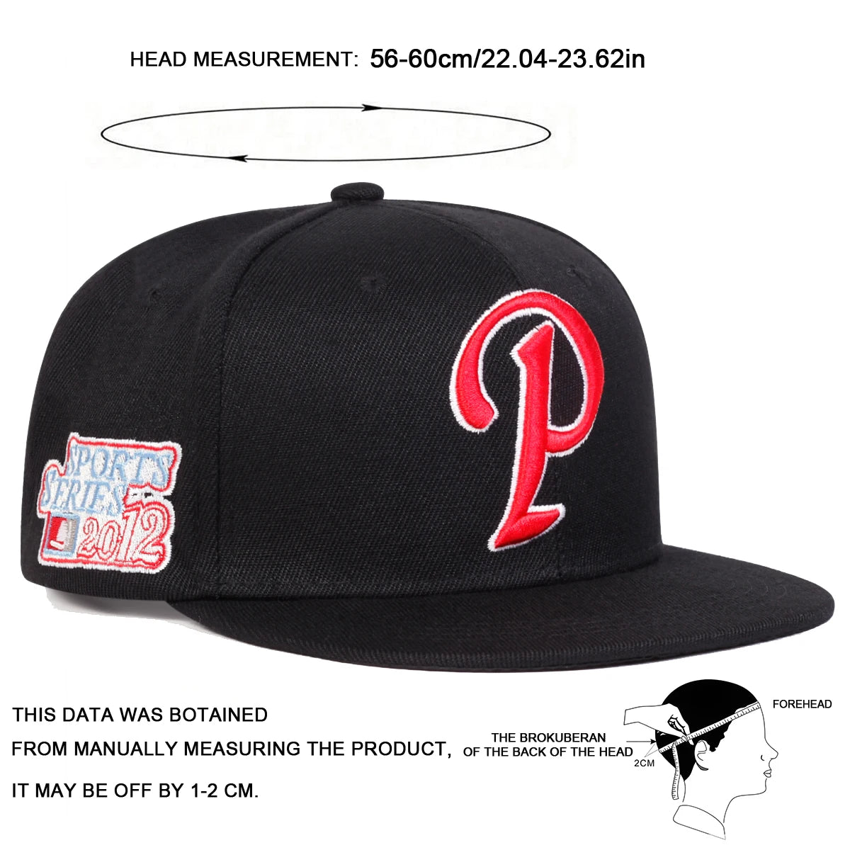 P Letter Embroidery Hip Hop Snapback Cap