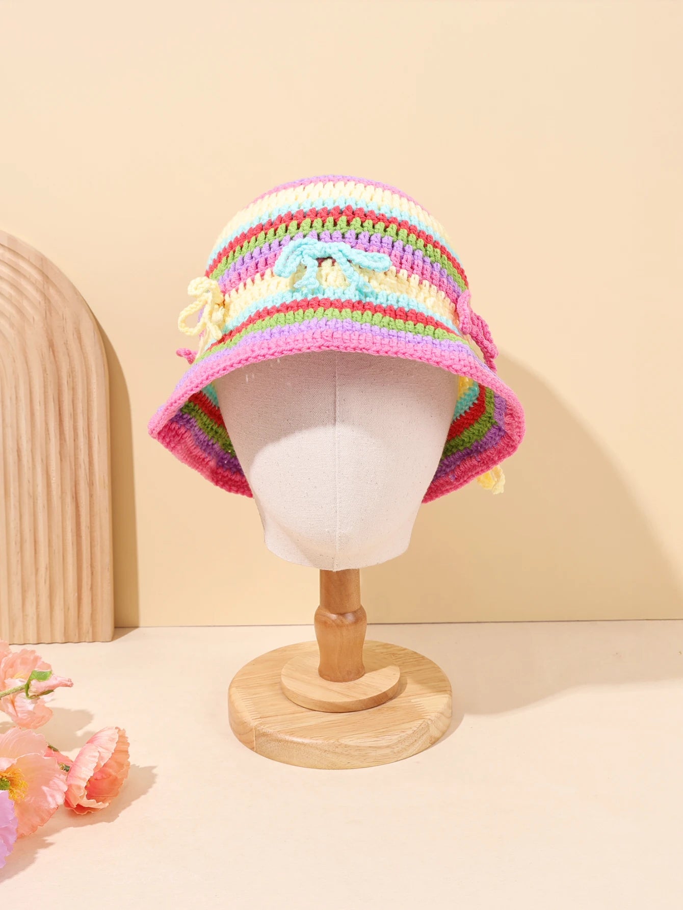 Vintage Striped Hand Woven Bohemian Bucket Hat