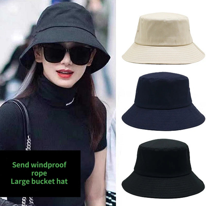 Women Large Size 57-60cm 60-63cm Men's Bucket Hat Big Head Fisherman