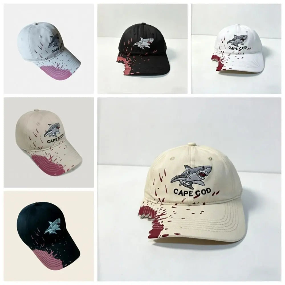 Shark Bite Chomped Brim Embroidered Baseball Cap