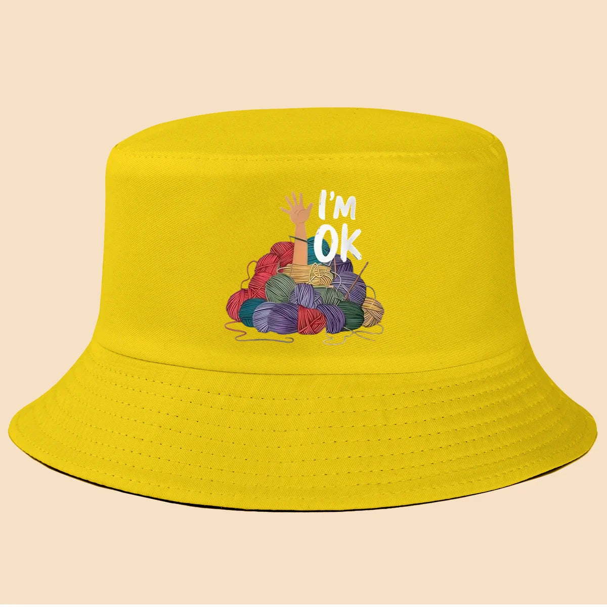 I'm Fine Text Print Bucket Hat