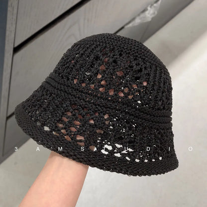 Korean Solid Color Knitted Bucket Hat