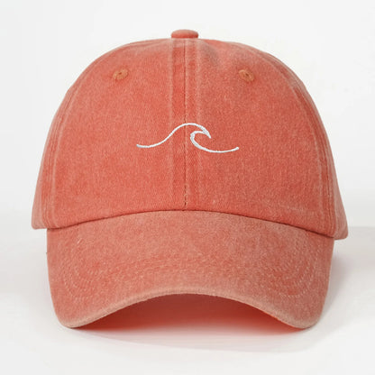 Wave Ripple Embroidered Cotton Baseball Cap