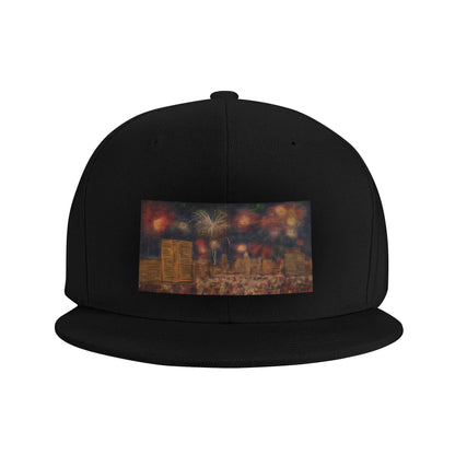 City Skyline Fireworks Night Snapback Cap