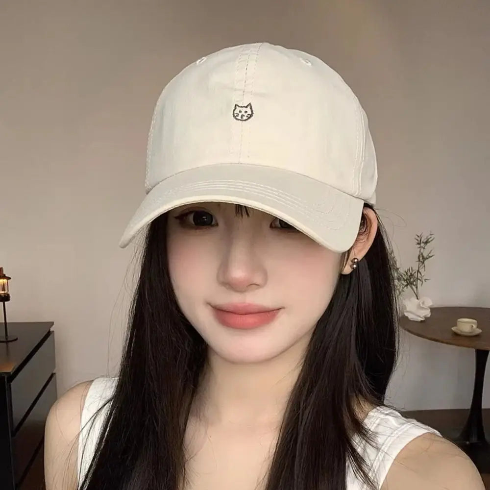 Cartoon Cat Embroidered Adjustable Baseball Cap