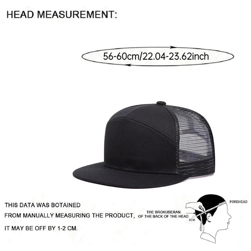 Flat Brim Mesh Adjustable Unisex Snapback Cap