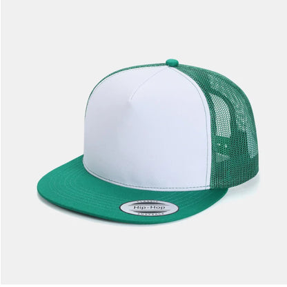 Custom Logo Embroidered Mesh Flat Brim Snapback Cap
