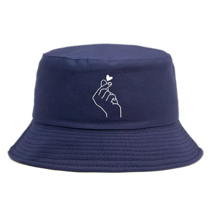 Korean Heart Sign Reversible Bucket Hat