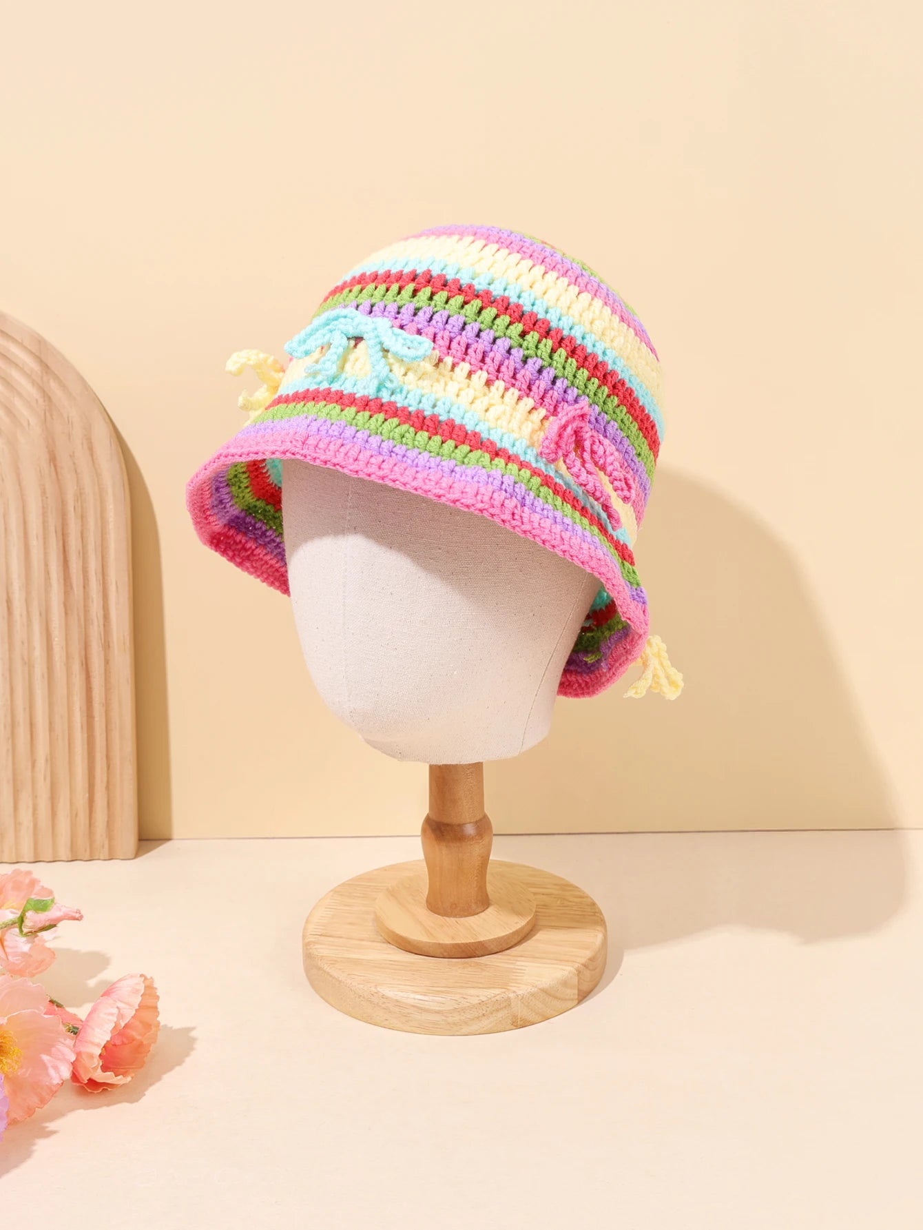 Vintage Striped Hand Woven Bohemian Bucket Hat