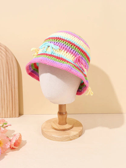 Vintage Striped Hand Woven Bohemian Bucket Hat