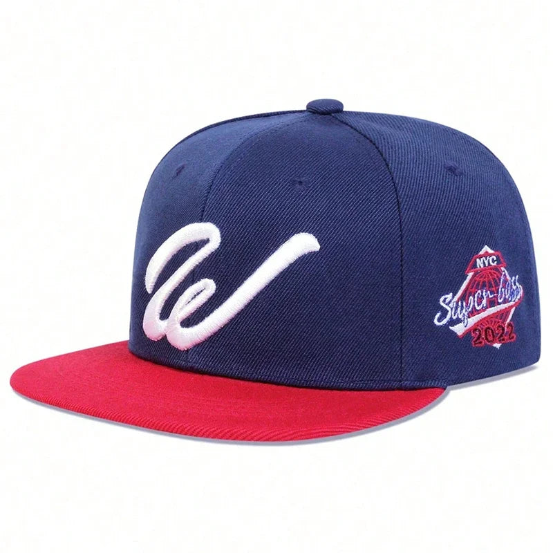 Unisex W Letter Embroidered Snapback Cap