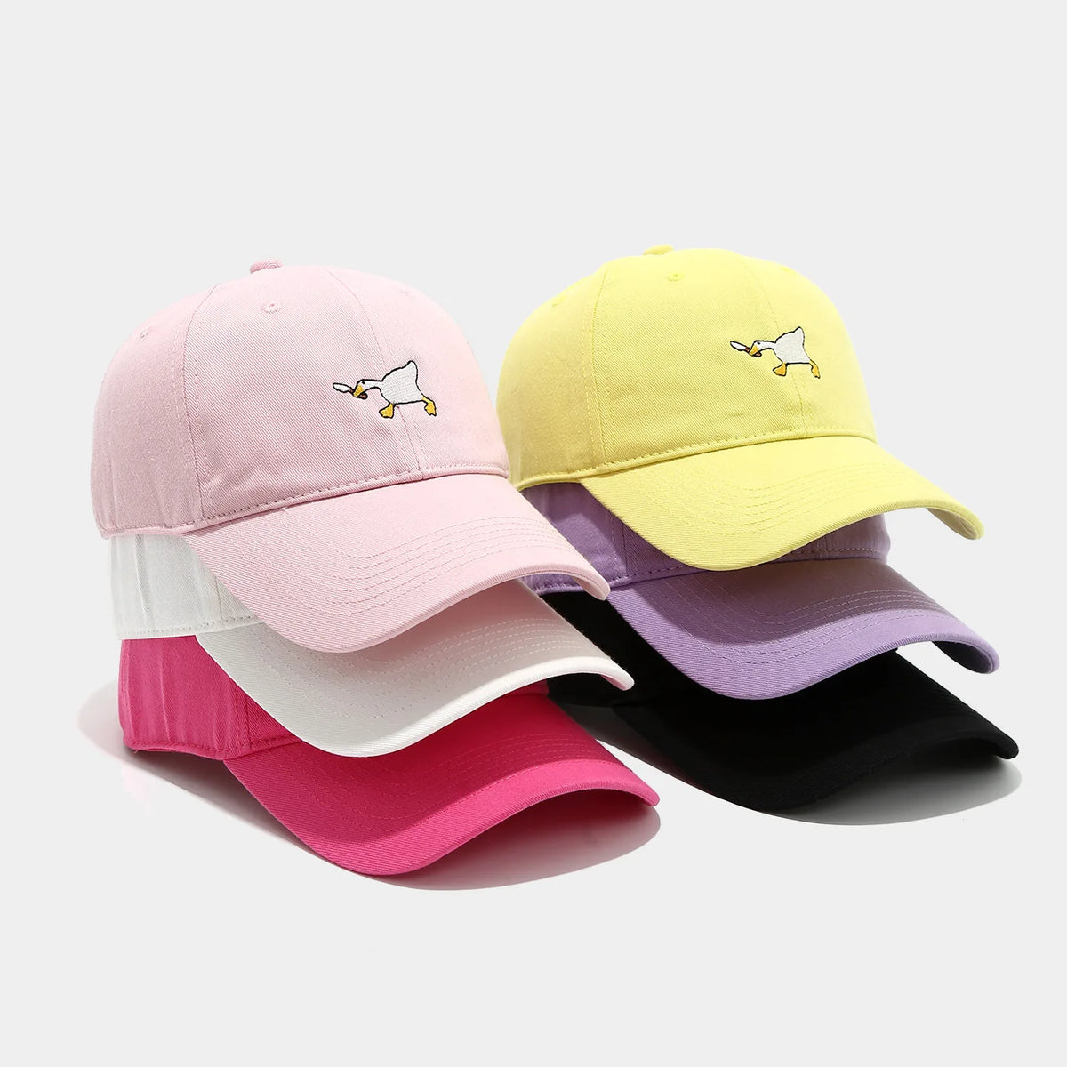 Cute Goose Embroidered Soft Top Baseball Cap