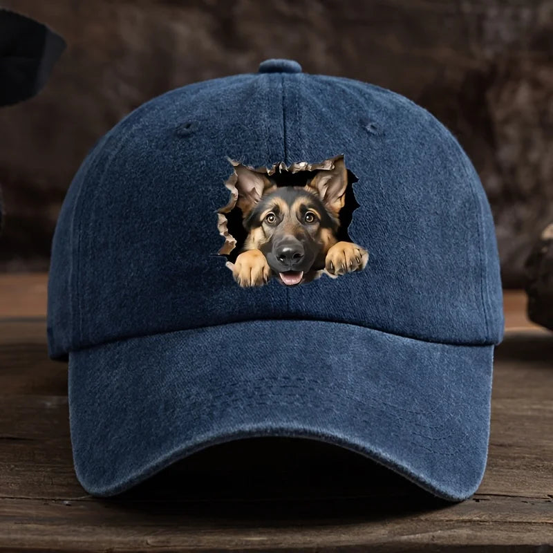 Distressed Wolf Dog Retro Baseball Cap