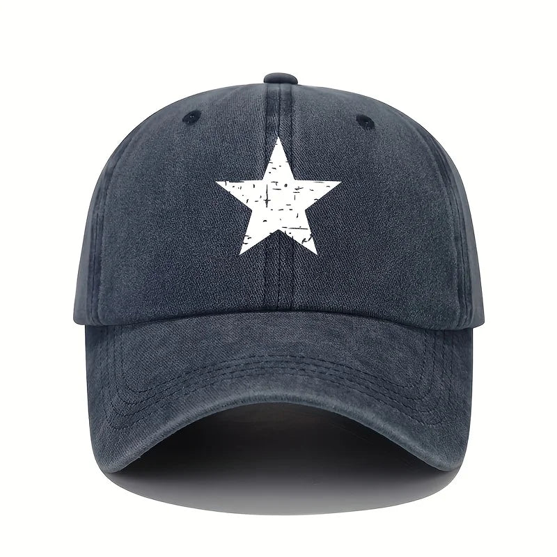 Retro Star Print Washed Baseball Cap