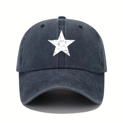 Retro Star Print Washed Baseball Cap