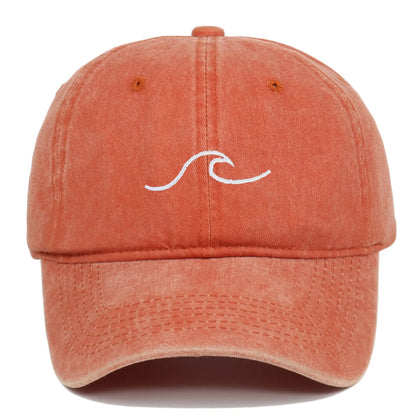 Ripple Wave Embroidered Washed Baseball Cap