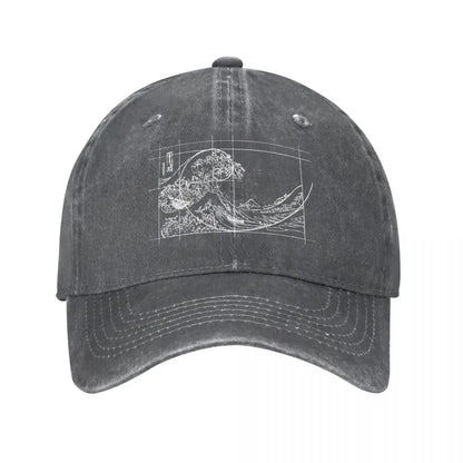Hokusai Fibonacci Golden Ratio Baseball Cap