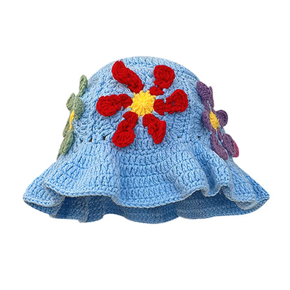 Women Colorful Crochet Wool Bucket Hat
