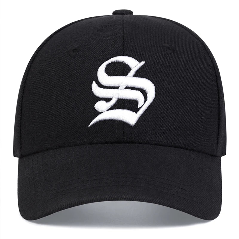 Unisex Gothic S Letter Embroidery Side Baseball Caps