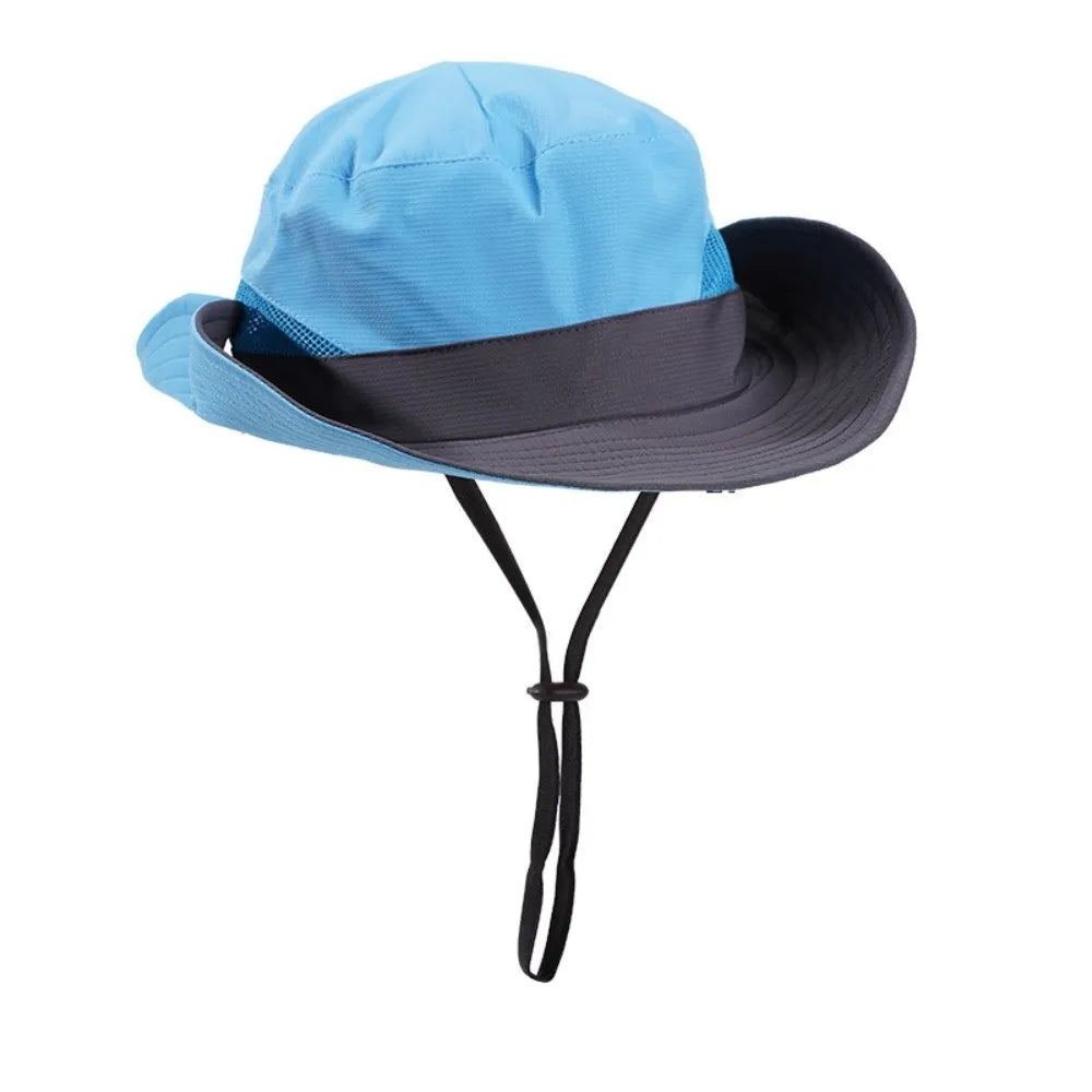 Quick-Dry Wide Brim Ponytail Hole Bucket Hat